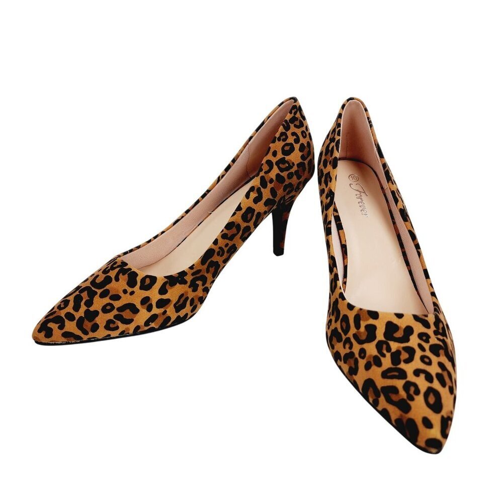 Leopard Print Pointed Toe Stiletto high  Heels Size 10 By Forever animal print - Picture 8 of 14